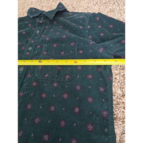American Eagle Green Corduroy Shirt Microprint Floral Vibe Size S Soft Grunge - Picture 10 of 10